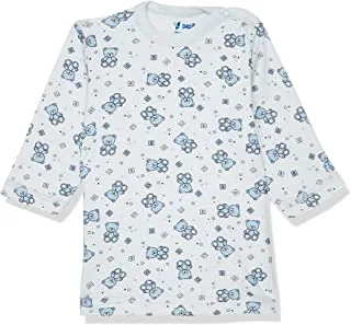 Papillon baby cotton undershirt printed bear for boys -baby blue-0-3 months- Relaxed Fit