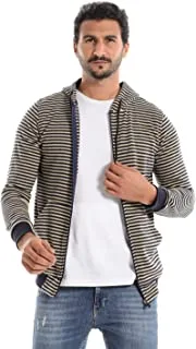 CAESAR Mens Mens Stripped Hoodie With Zipper Hoodie