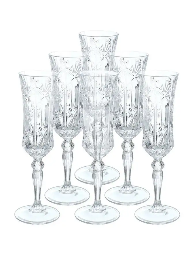 RCR Glass Flute Set, 6 Pieces Clear