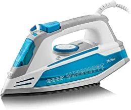 Black+decker 2800w 2 way auto shut-off anti drip, anodized sole plate variable steam iron, blue - x2800-b5, 2 years warranty