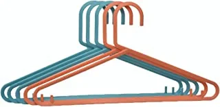 Generic Plastic Flexible Sturdy Clothes Hangers Set Perfect For Standard Daily Use 42.5 CM Set Of 5 Pieces - Turquoise Orange