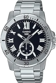 Casio Men Watch Analog Black Dial Black ion Plated Case Stainless Steel Band