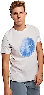 Premoda Fancy Short Sleeve Regular Fit Graphic Printed Cotton T-Shirt With Crew Neck for Men, White, XXL