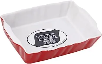 CERUTIL Stoneware Gallery Rectangular Roaster Oven Dish Medium 1.20 Liters Red, MADE IN PT