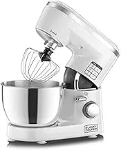 BLACK & DECKER Dough Mixer With 1000W 3-Blade Motor And 4L Stainless Steel Mixer For 600G Dough Mixer ‎5.76 Kilograms White/Sliver