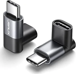 90 درجة زاوية يمنى من USB-C ذكر إلى USB-C مهايئ أنثى ، JSAUX 2-Pack Type-C Up & Down USB-C 3.1 / 10Gbps PD 60W سريع شحن سطح السفينة ، التبديل ، VR والمزيد هاتف