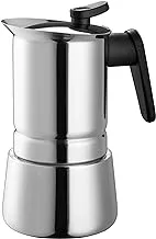 Pedrini Steel moka coffeemaker, 6 cups, Stainless Steel, 02CF038