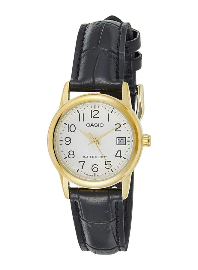 CASIO Women's Leather Analog Watch LTP-V002GL-7B2UDF - 31 mm - Black