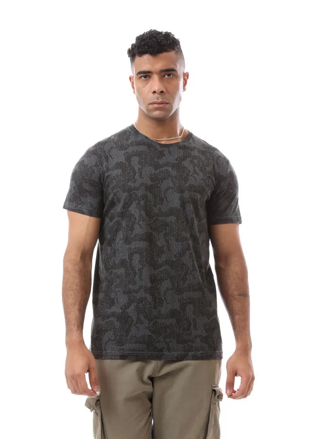 RAVIN Camouflage Pattern Dark & Charcoal Grey Cotton T-Shirt