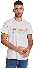 Premoda Fancy Short Sleeve Regular Fit Graphic Printed Cotton T-Shirt With Crew Neck for Men, White, L