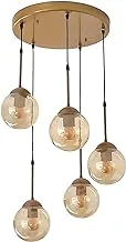 Joky Lights Steel Chandelier With 5 Light Glass Ball-Copper