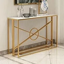 sama steel console table with dimensions 40cm * 120cm * height 90cm made of steel with gold electrostatic coating and white carrara marble