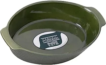 CERUTIL Stoneware Paizza Oval Roaster Oven Dish Large 2.00 Liters Green olive, made in PT