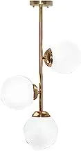 Joky Lights Steel Straight Chandelier With 3 Circle Shade-Bright Gold