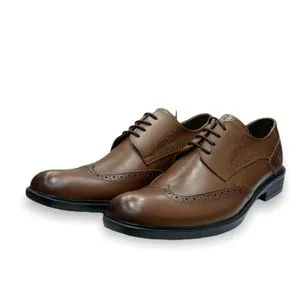 Squadra Genuine Leather Wingtip Oxford Shoes For Men - Brown