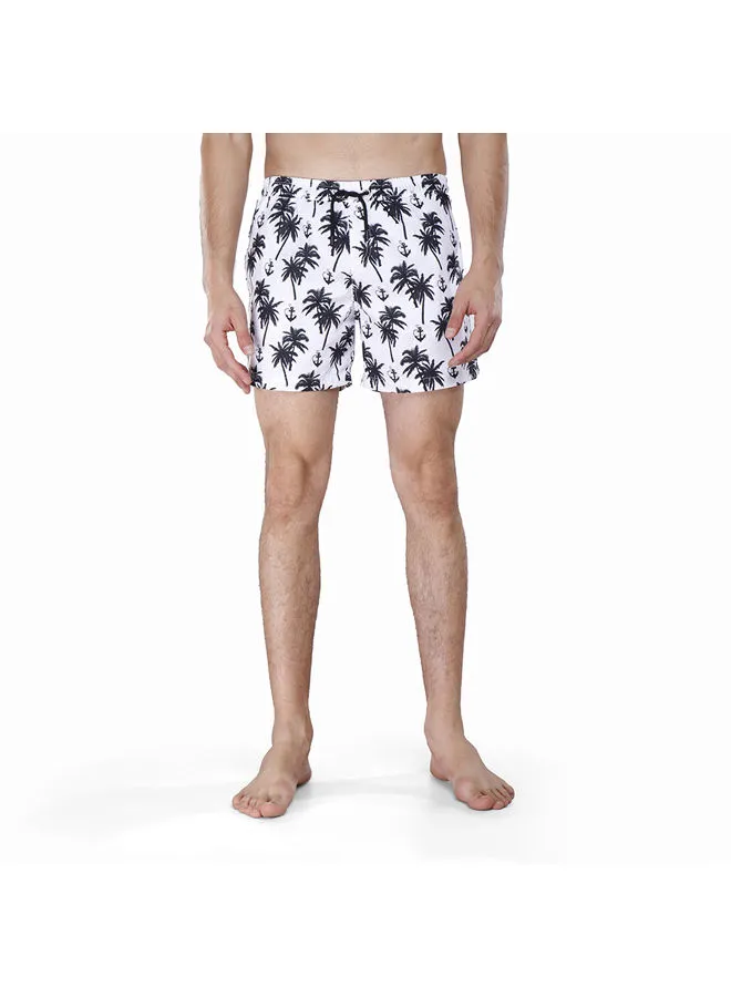 Coup Coup Swim Short For Men - Regular Fit - White & Black