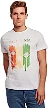 Premoda Fancy Short Sleeve Slim Fit Graphic Printed Cotton T-Shirt With Crew Neck for Men, White, XXXL