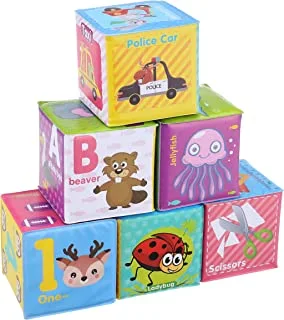 Generic Fabric Square Intellect Blacks With Different Design And ِAnimal For Kids - Multi Color