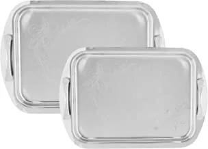 Cookin Aboud | Aboud | 18/10 Stainless Steel Serving Tray With Handels 2 Pieces - Silver