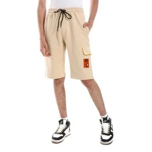 Bongo Solid Pattern Elastic Waist Boys Short - Buff Beige