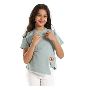 Bongo Girls Decorative Neck Chain Plain Tee - Dark Mint