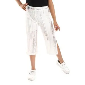 Bongo Slip On Lace Girls White Lined Pants