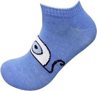 White Flower Cotton Ankle Socks Printed Shape for Boys-Blue-8Year