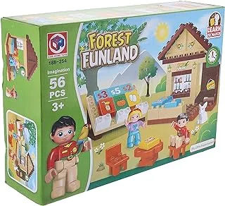 Generic Forest funland plastic building blocks set of 56 pieces for kids - multi color