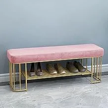 Sama steel banquete with dimensions 40cm * 120cm height 48cm made of seel with gold electrostatic coating and above pink fabric