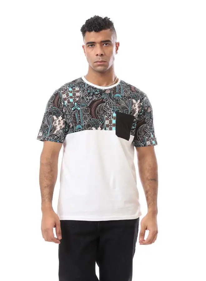 RAVIN Round Neck Multicolour Tee With Front Pockets