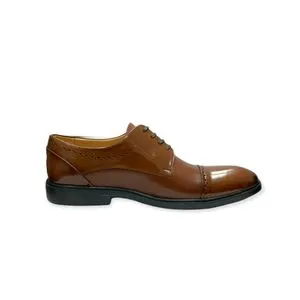 Squadra Genuine Leather Lace Up Oxford Shoes For Men - Shinny Brown