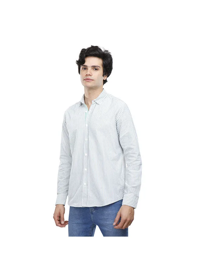 Coup Coup Strip Shirt For Men - Regular Fit - Green & White