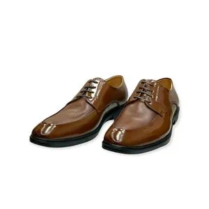 Squadra Genuine Leather Lace Up Classic Shoes For Men - Shiny Peannut Brown