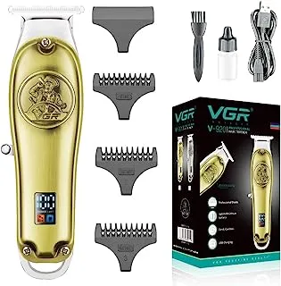 VGR V-920 Professional Rechargeable Hair Clipper with LED Display, Stainless steel Blades, 3 Guide Comb for men, 1400 mAh Li-ion Battery (Gold)