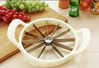 Extra Large Watermelon Slicer with Comfort Silicone Handle,Home Stainless Steel Fruit Slicer Cutter Peeler Corer Server for Cantaloup Melon,Pineapple,Honeydew (White)