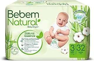 Bebem Natural - Baby Diapers - Twin Pack - Midi Size 3 - 32 Pieces