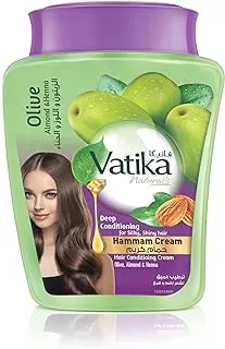 Vatika Naturals Deep Conditioning Hammam Cream 225gm | With Olive, Almond & Henna; Silky & Shiny Hair