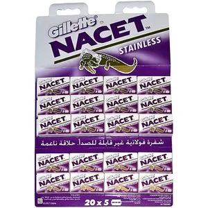 Gillette Nacet Stainless Double Edge Razor Blades (100 Pieces)