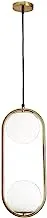 Joky Lights Steel Oval Pendant Light With 2 Light Glass Ball-Bright Gold