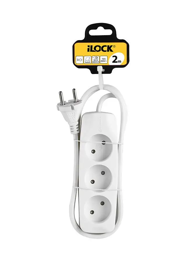 iLOCK PluGuard Power Strip 3 Outlets With Cable 2 m 3500W - 250V - 16A white