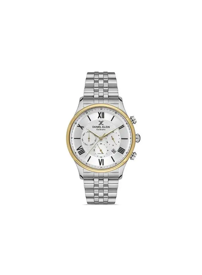 DANIEL KLEIN Stainless Steel daniel_klein Men Silver Dial round Chronograph Wrist Watch DK.1.13288-4