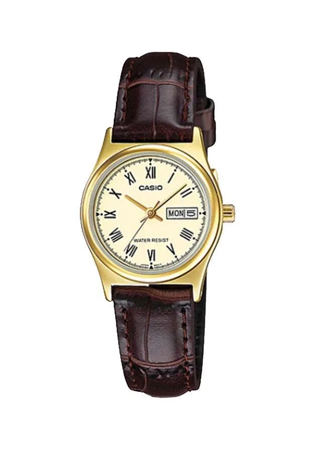 CASIO Women's Leather Analog Wrist Watch LTP-V006GL-9BUDF