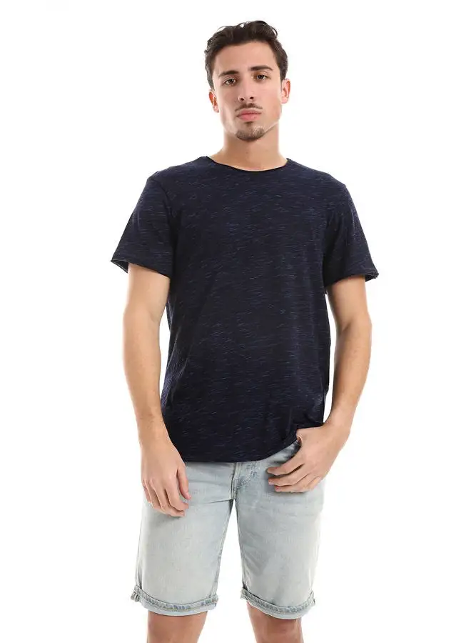 RAVIN Heather Navy Blue Round Neck Tee