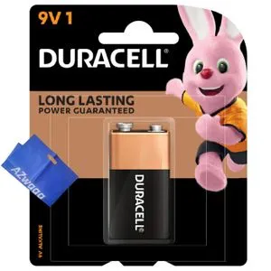 Duracell Batteries 9V Alkaline Long Lasting  + Azwaaa Gift