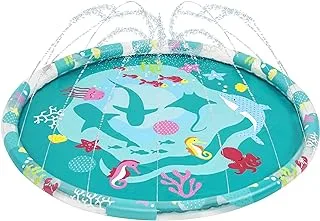 Bestway sprinkler splash pad, kids outdoor garden paddling pool, marine-life ocean print splash pad sprinkler, ages 2+