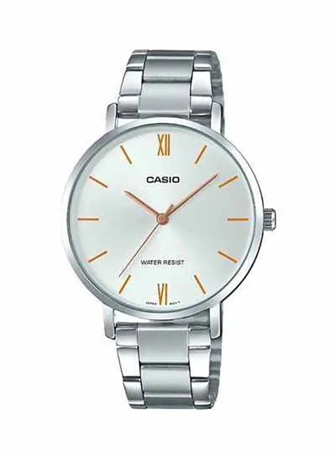 CASIO Women's Water Resistant Analog Watch LTP-VT01D-7BUDF - 34 mm - Silver