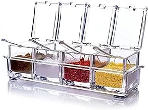 Acrylic Spice Container Jar Dispenser, Set of 4