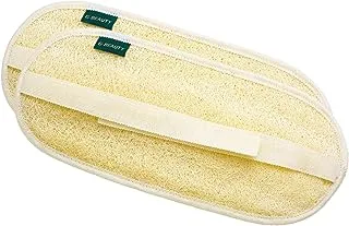 G-Beauty GBY-019 Natural Oval Double Face Massage Loofah With Fabric Handle For Bath Spa and Shower Set Of 2 Pieces - Beige