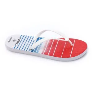 Activ Stripped Rubber White, Red & Blue One Thong Flip Flop