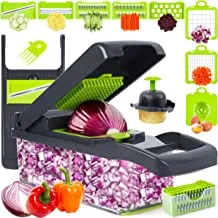 10 in 1 Professional Long Slicer, Onion Chopper Vegetable Chopper, Multifunctional Slicer, Thin Slicer, Dicer, Adjustable Vegetable Slicer with Container (Grey)